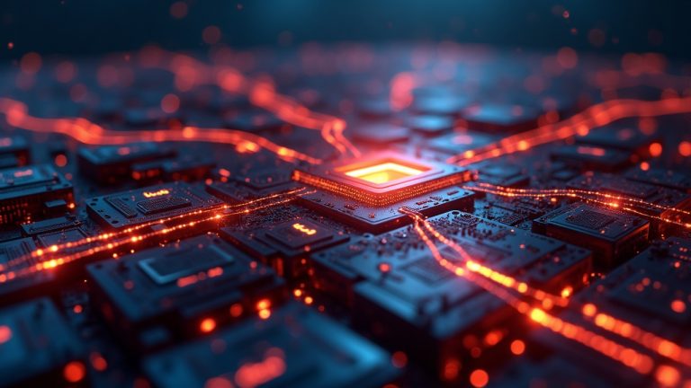Photorealistic data center with interconnected servers, Firedancer and Jito logos, glowing MEV streams.