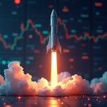 Photorealistic header showing a SpaceX rocket above a ticker with SPCXon tokens on Solana, Ethereum, and BNB Chain.