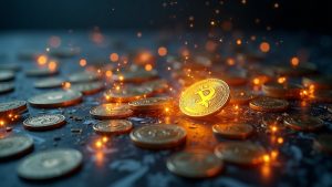 Photorealistic header with glowing digital U.S. Treasuries tokens flowing into a dispersed wallet network, highlighting $14B.
