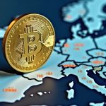 Photorealistic USDT coin above Europe map with July 1, 2026 MiCA badge, signaling regulatory pressure and liquidity risk