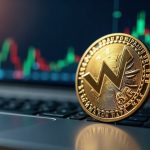 Photorealistic crypto trading desk with a glossy WOJAK token rising beside a digital price chart and a USDT label.