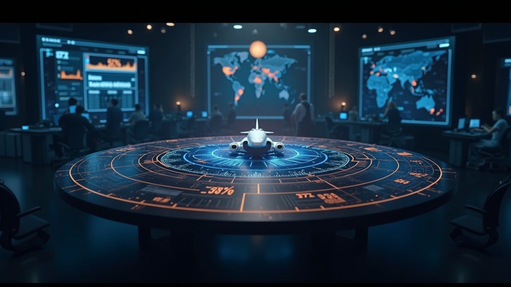 Photorealistic newsroom with Aerodrome at center, Base network map in background, glowing 57% overlay and DEX volume charts signaling dominance