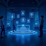 Photorealistic ASI:One Card Playground dashboard with floating cards, AI avatars, and a blue-toned studio.