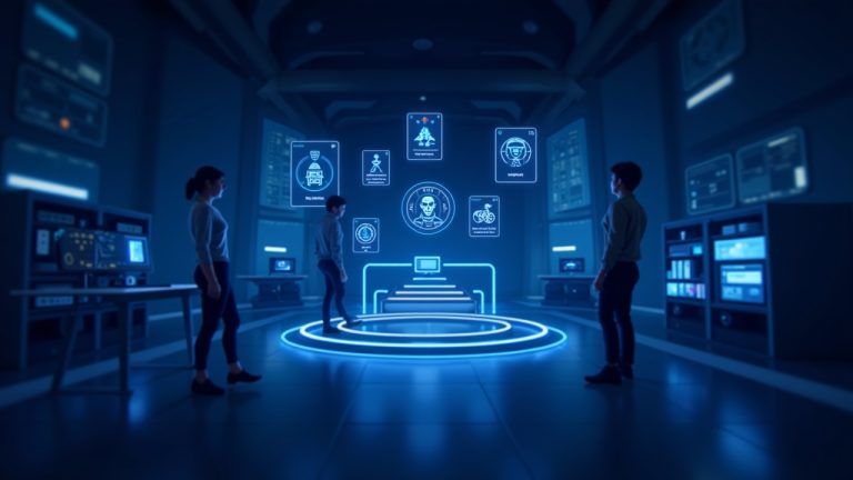 Photorealistic ASI:One Card Playground dashboard with floating cards, AI avatars, and a blue-toned studio.