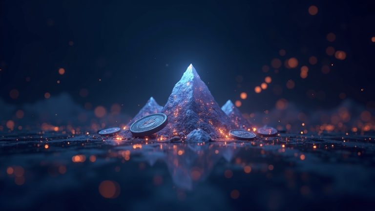 Photorealistic newsroom header with Avalanche logo centered, glowing stablecoins streaming, and a rising transaction graph.