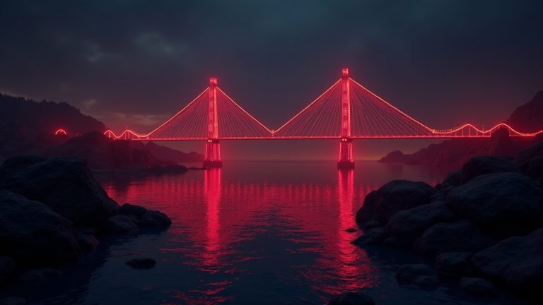 Newsroom-style illustration of a Solana cross-chain bridge draining stablecoins with a red warning glow.