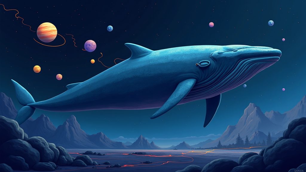 Photorealistic Solana scene: whale purchases PUMP via Jupiter with liquidity flow lines in a newsroom style.