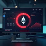 Paused crypto vaults on screen with a large pause icon, red warning badge, Ethereum glow, and subtle loss chart.