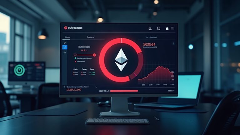 Paused crypto vaults on screen with a large pause icon, red warning badge, Ethereum glow, and subtle loss chart.