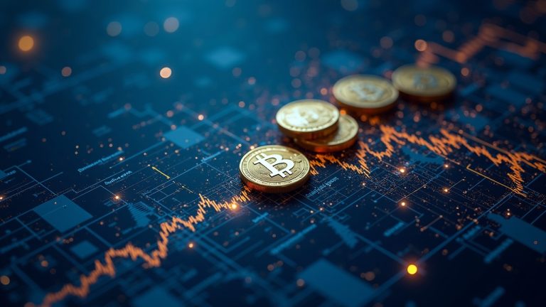 Photorealistic montage of on-chain tokens overlaying treasuries and gold, connected by a digital ledger.