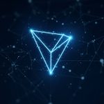 Futuristic newsroom header: TRON and Ethereum logos, network nodes, streaming code, TVM compatibility with Pectra/Osaka.