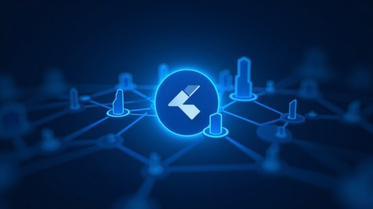 Photorealistic header with the Uniswap logo centered in a Robinhood Chain hub, rising blue volume bars and data streams.