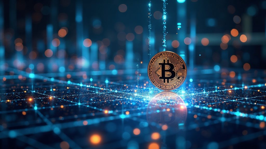 Bitcoin bridge under AI-assisted attack; security team monitors in a modern SOC with holographic charts.