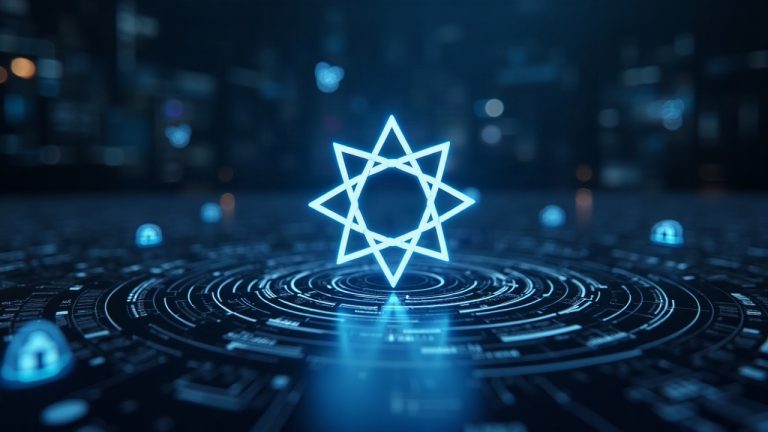 Realistic Cardano newsroom image with post-quantum wallet security, Plutus Core tooling icons, and a governance dashboard.