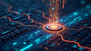 Photorealistic header of a modern control room with data streams labeled Coinbase, Kraken, and OKX converging into a Centrifuge asset stack.