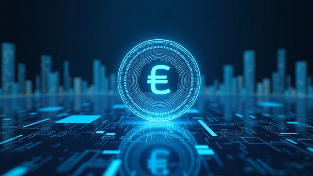 Photoreal CHFAU hologram centered over a Solana–Ethereum bridge with a CHF TVL dashboard near 50M in a newsroom-style blue palette.