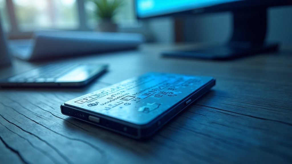 Photorealistic Coldcard MK3 hardware wallet on a desk with an entropy cloud above, against a soft blue newsroom gradient.