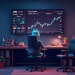 Photoreal crypto newsroom with a GoblinBrokers voxel broker and a Robinhood Chain chart showing 27,532 volume.
