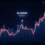 Photorealistic crypto market dashboard with rising trend line and a bold 3.07B liquidation figure at center.