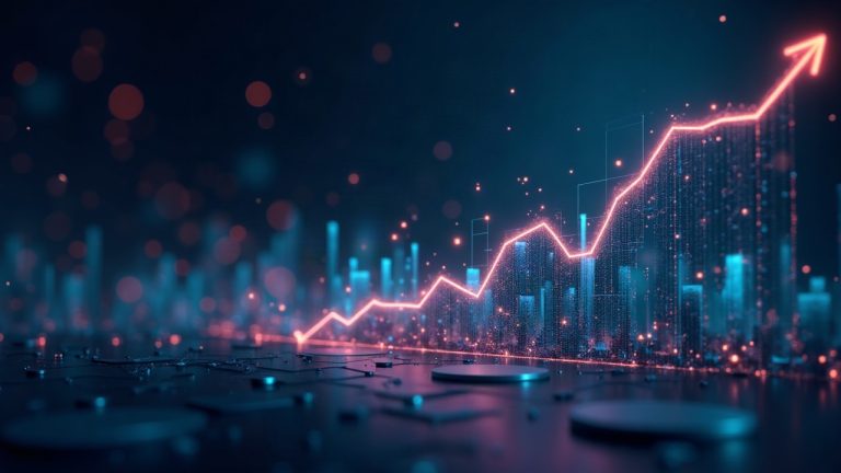 Photorealistic Robinhood Chain node powering Curve with rising weekly DEX volume chart and token icons in a crypto newsroom.