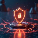 Realistic Solana mainnet scene with a glowing privacy shield around token transfers, illustrating ZK ElGamal privacy proofs.