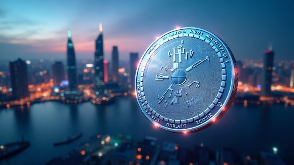 Asia cityscape with a digital token overlay of a U.S. government money market fund and Franklin Templeton and HashKey logos.
