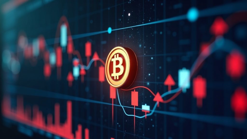 Photorealistic newsroom header with BTC and ETH logos on a digital dashboard showing red arrows of ETF outflows.