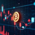Photorealistic newsroom header with BTC and ETH logos on a digital dashboard showing red arrows of ETF outflows.
