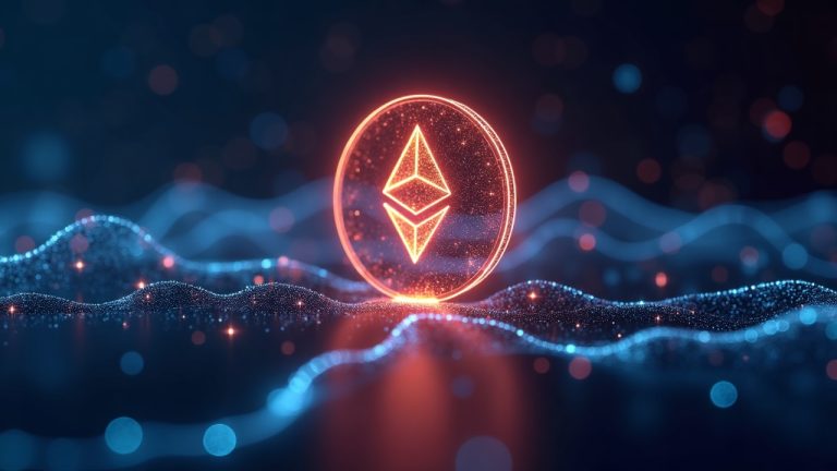 Photorealistic USDT logo migrating from Ethereum to Tron through neon cross-chain network, signaling legacy wind-down.