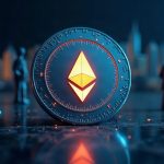 Glowing ARKVX token on Ethereum with Securitize branding, a sleek on-chain ledger, and institutional silhouettes.