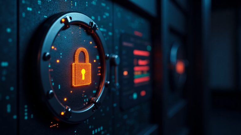 Photorealistic header: secure digital vault, glowing lock, binary code, and a paused withdrawals banner for Bitget.