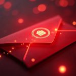 Photorealistic close-up of a glowing red envelope with privacy icons against a BNB Chain-inspired backdrop.