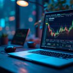 Futuristic trading desk with a glowing on-chain order book and live spot and prediction graphs for Sui DeepBook on mainnet