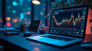 Futuristic trading desk with a glowing on-chain order book and live spot and prediction graphs for Sui DeepBook on mainnet