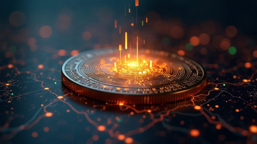 Glowing tokenized money market fund used as off-exchange collateral for trading on Bybit, with Franklin Templeton branding.
