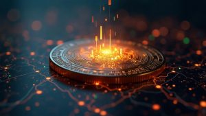Glowing tokenized money market fund used as off-exchange collateral for trading on Bybit, with Franklin Templeton branding.