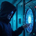 Photorealistic Gnosis Safe wallet with attacker silhouette exploiting a flawed helper contract to drain rsETH.