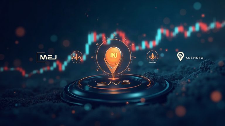 Futuristic Solana trading scene showing INJ emblem routing through Raydium, Orca and Meteora logos with MEV shield.
