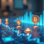 Photorealistic header: tokenized securities icons on a blockchain ledger tracing Korea's regulatory roadmap in a newsroom.