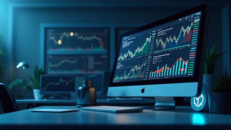 Photorealistic crypto newsroom header with Kraken branding, Bitnomial screen, CFTC seal and crypto charts