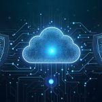 Futuristic cloud hub with OpenAI-style circuitry and two shields representing proxy and TEE privacy tiers.