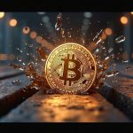 Photorealistic cross-chain Bitcoin bridge breach: shadowy forger, halted vaults, and governance icons.