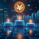 Photorealistic image of three crypto derivatives platforms with a glowing SEC seal and futuristic futures charts.