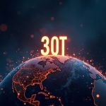 Photorealistic header with a glowing 30T over a digital globe and network lines, symbolizing uptime and crypto adoption.