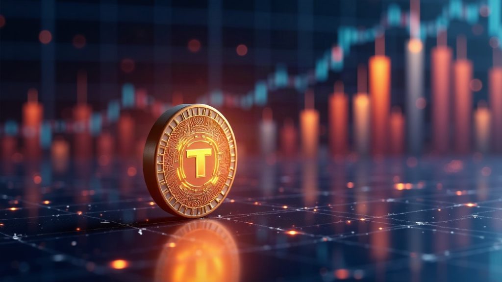 Photorealistic header showing a glowing TRX token, TRXS ETF trading floor backdrop, and a rising rewards chart.