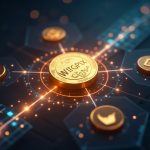 WTGXX token linked by a glowing blockchain bridge to WisdomTree and MoonPay icons, signaling US access to treasury funds.