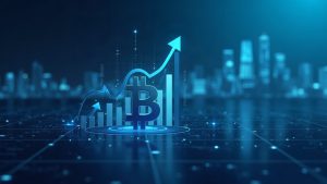 Photorealistic header showing BTC and ETH ETF icons with rising inflow arrows over a crypto dashboard and blue skyline