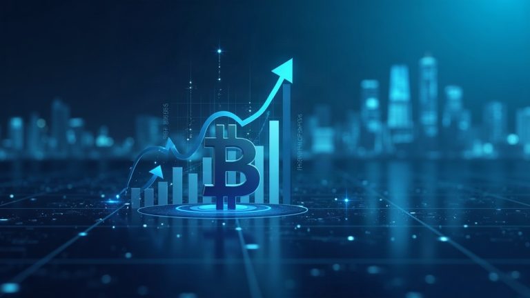 Photorealistic header showing BTC and ETH ETF icons with rising inflow arrows over a crypto dashboard and blue skyline