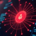Photorealistic data console with a red breach glow signaling third-party vendor data exposure in crypto