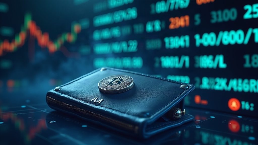 Photorealistic crypto exchange hub with a secure hardware wallet in focus and faded legacy addresses in the background.